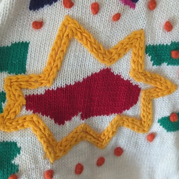 Vintage embroidered cable knit Cardigan tennis sweater 90s - Picture 4 of 9